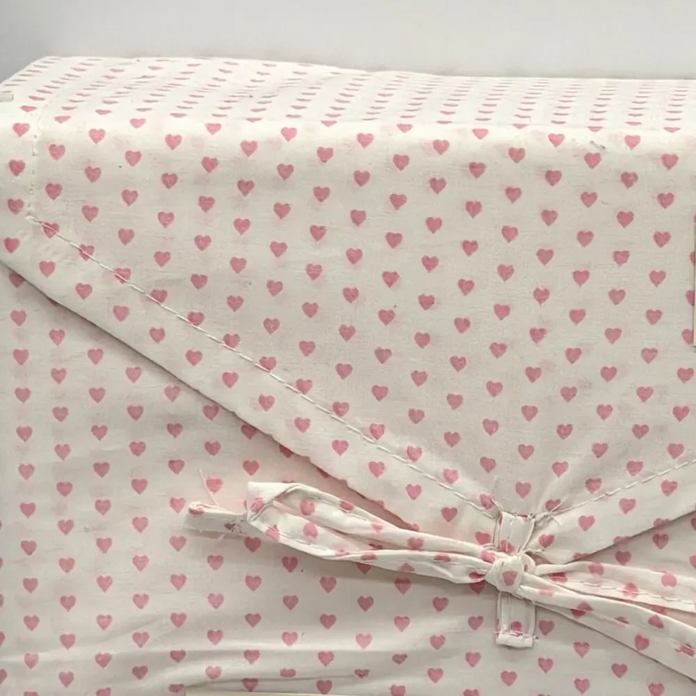 Laura Ashley QUEEN Heart To Heart Pink 4pc Cotton Sheet Set NEW